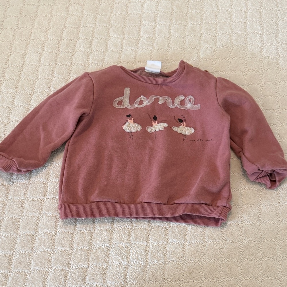 Zara Mauve Pink 'Dance' Ballerina Sweatshirt